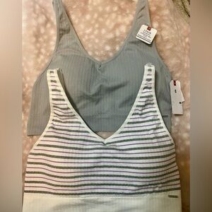 Izod Gray and Striped Lace back Bralette Set 2X